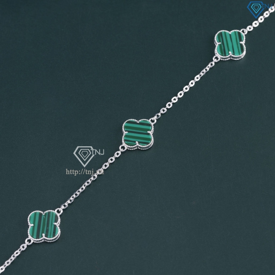 Lắc tay bạc nữ cỏ 4 lá đính đá xanh lá LTN0287 - Trang Sức TNJ