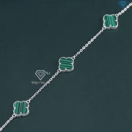 Lắc tay bạc nữ cỏ 4 lá đính đá xanh lá LTN0287 - Trang Sức TNJ