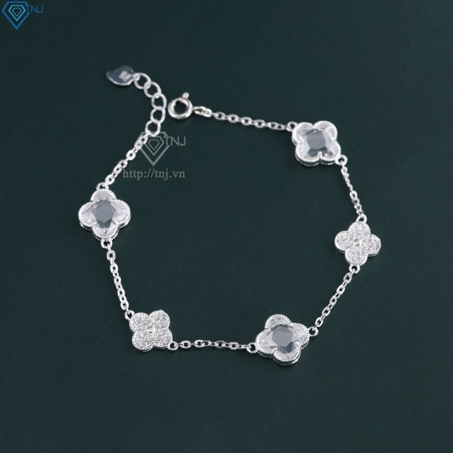 Lắc tay bạc nữ cỏ 4 lá đính đá đẹp LTN0444 - Trang Sức TNJ