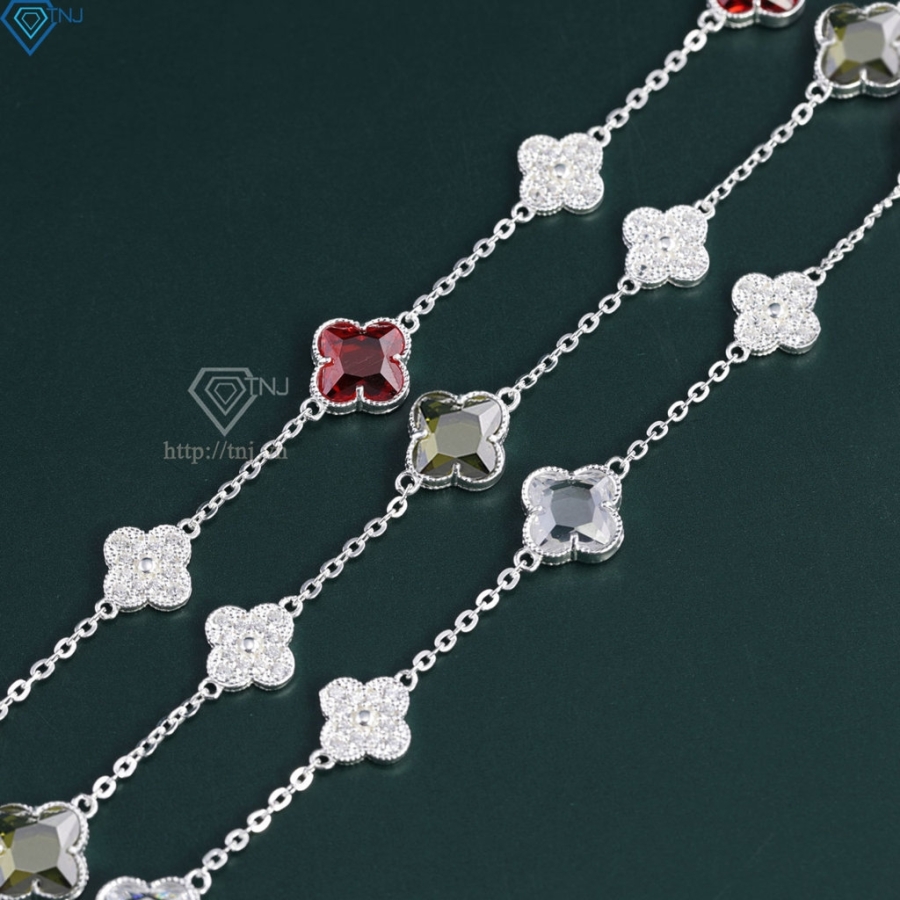 Lắc tay bạc nữ cỏ 4 lá đính đá đẹp LTN0444 - Trang Sức TNJ