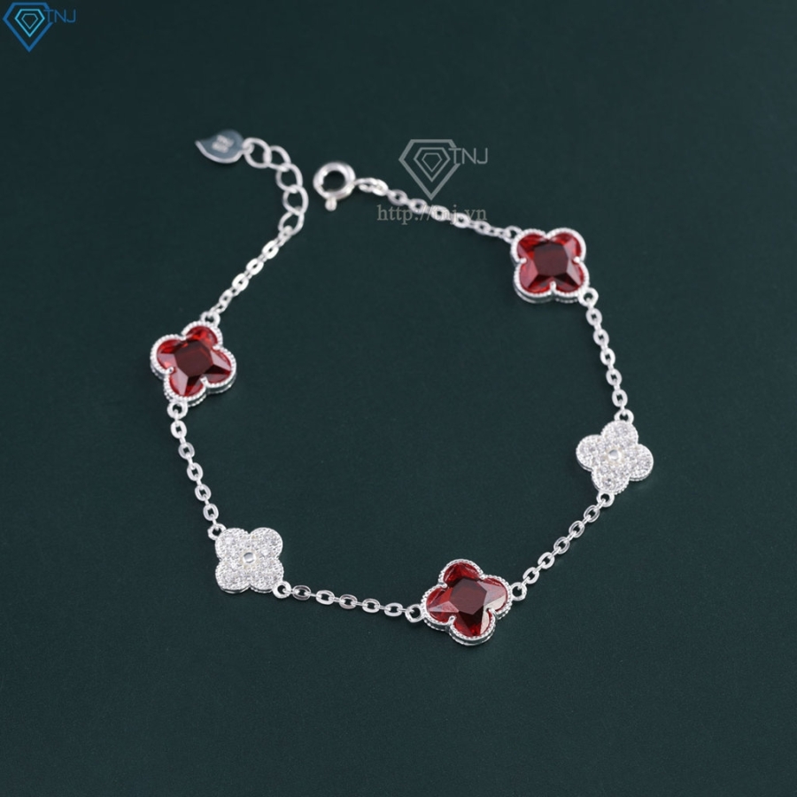 Lắc tay bạc nữ cỏ 4 lá đính đá đẹp LTN0444 - Trang Sức TNJ
