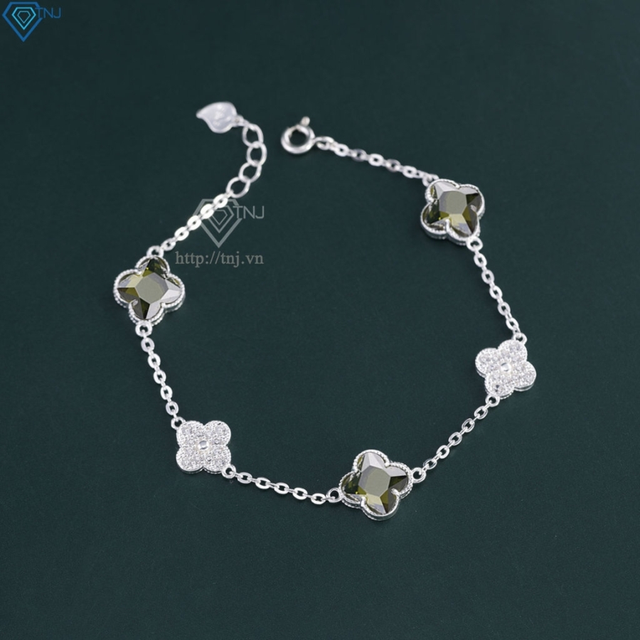 Lắc tay bạc nữ cỏ 4 lá đính đá đẹp LTN0444 - Trang Sức TNJ