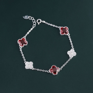 Lắc tay bạc nữ cỏ 4 lá đính đá đẹp LTN0444