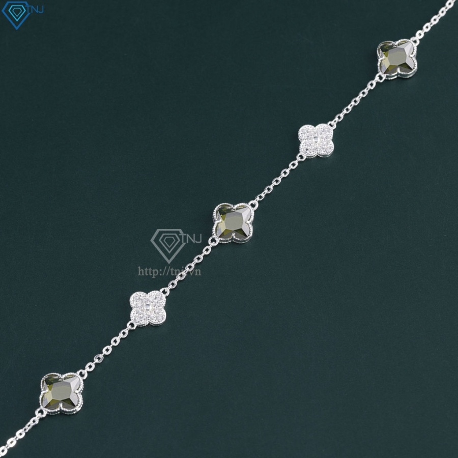 Lắc tay bạc nữ cỏ 4 lá đính đá đẹp LTN0444 - Trang Sức TNJ