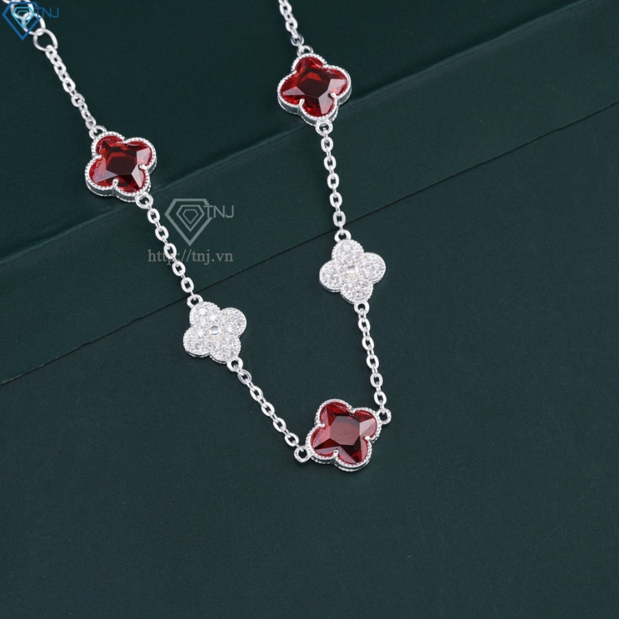 Lắc tay bạc nữ cỏ 4 lá đính đá đẹp LTN0444 - Trang Sức TNJ