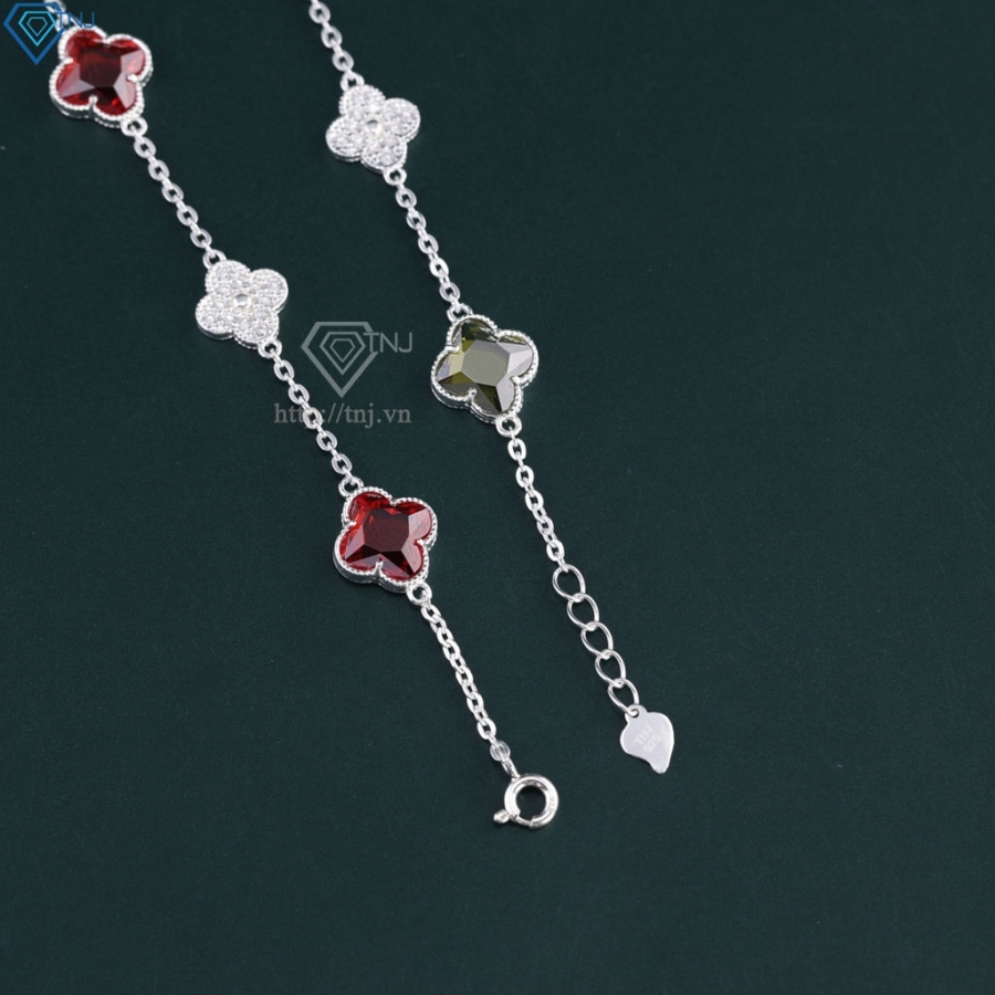 Lắc tay bạc nữ cỏ 4 lá đính đá đẹp LTN0444 - Trang Sức TNJ