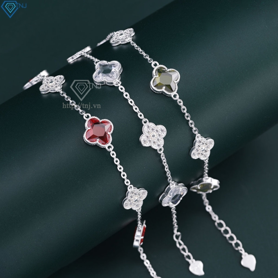 Lắc tay bạc nữ cỏ 4 lá đính đá đẹp LTN0444 - Trang Sức TNJ