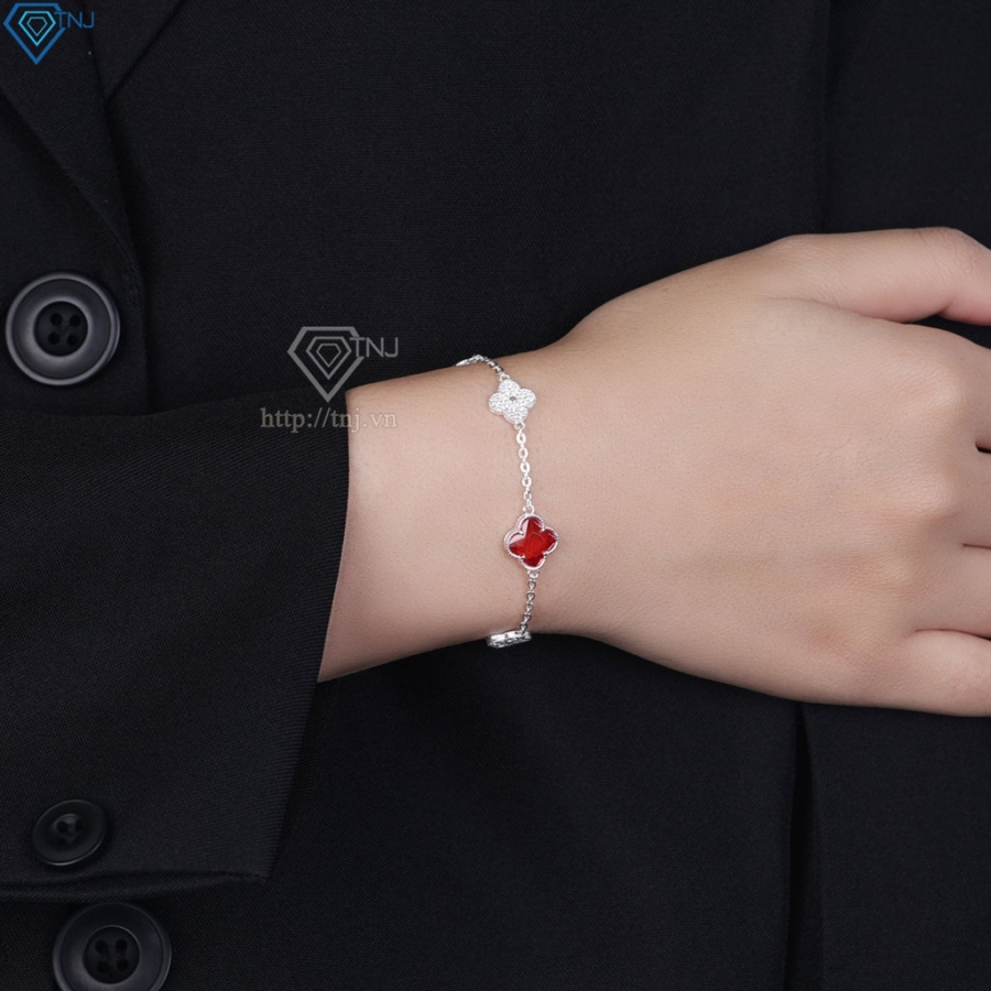 Lắc tay bạc nữ cỏ 4 lá đính đá đẹp LTN0444 - Trang Sức TNJ