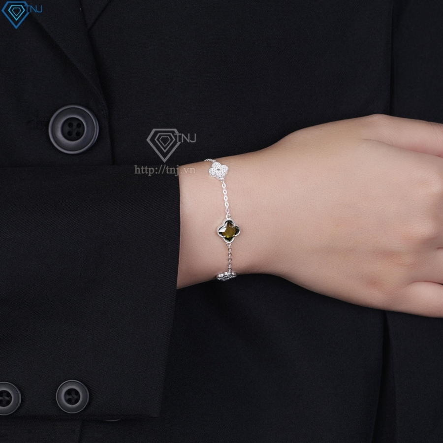 Lắc tay bạc nữ cỏ 4 lá đính đá đẹp LTN0444 - Trang Sức TNJ