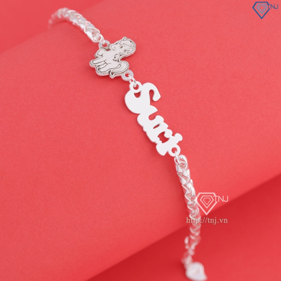 Lắc bạc cho bé khắc tên hình con ngựa LTT0201- Trang Sức TNJ