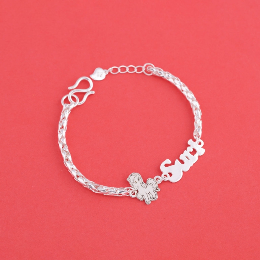 Lắc bạc cho bé khắc tên hình con ngựa LTT0201