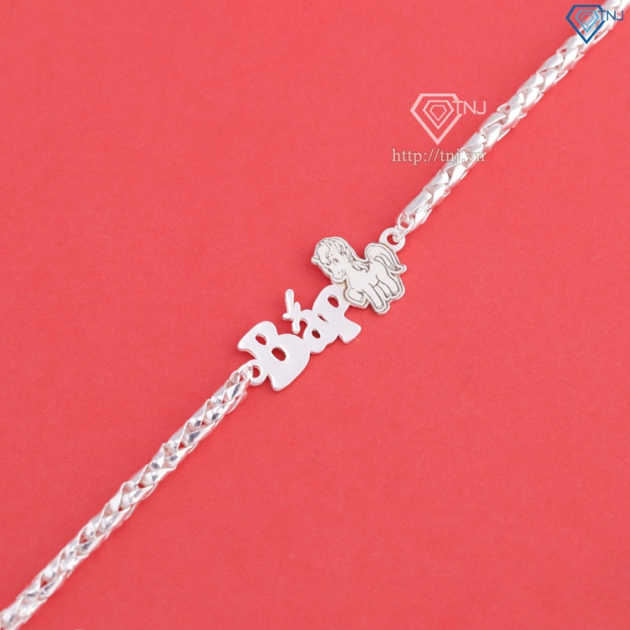 Lắc tay bạc cho bé khắc tên hình con ngựa LTT0202- Trang Sức TNJ