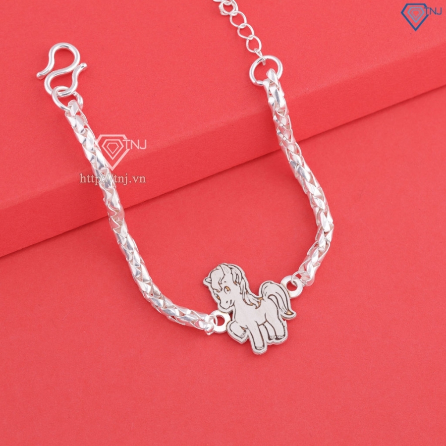 Lắc tay bạc cho bé khắc tên hình con ngựa LTT0203- Trang Sức TNJ