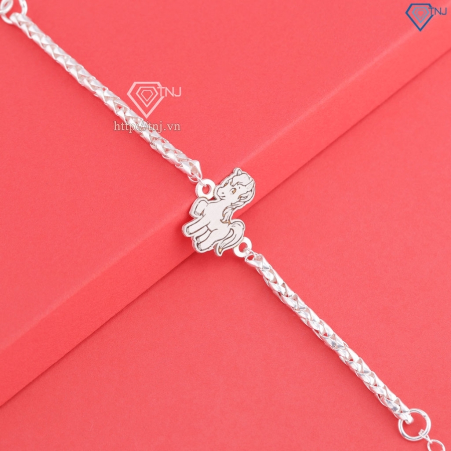 Lắc tay bạc cho bé khắc tên hình con ngựa LTT0203- Trang Sức TNJ