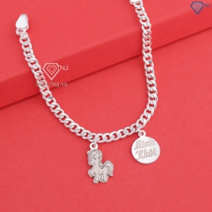 Lắc bạc cho bé dây mắt xích khắc tên hình con ngựa LTT0204