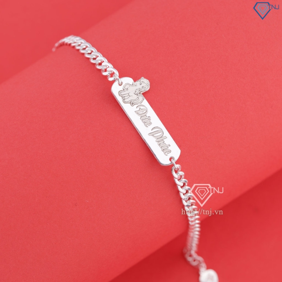 Lắc bạc cho bé khắc tên hình con ngựa đẹp LTT0205 - Trang Sức TNJ