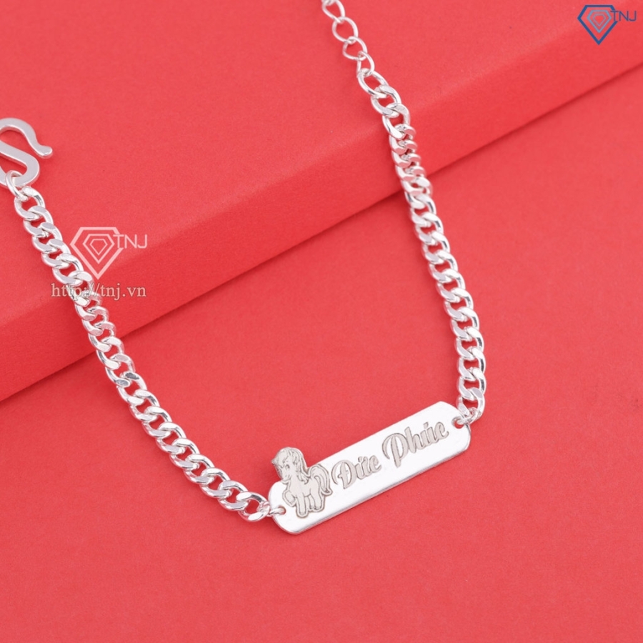 Lắc bạc cho bé khắc tên hình con ngựa đẹp LTT0205 - Trang Sức TNJ