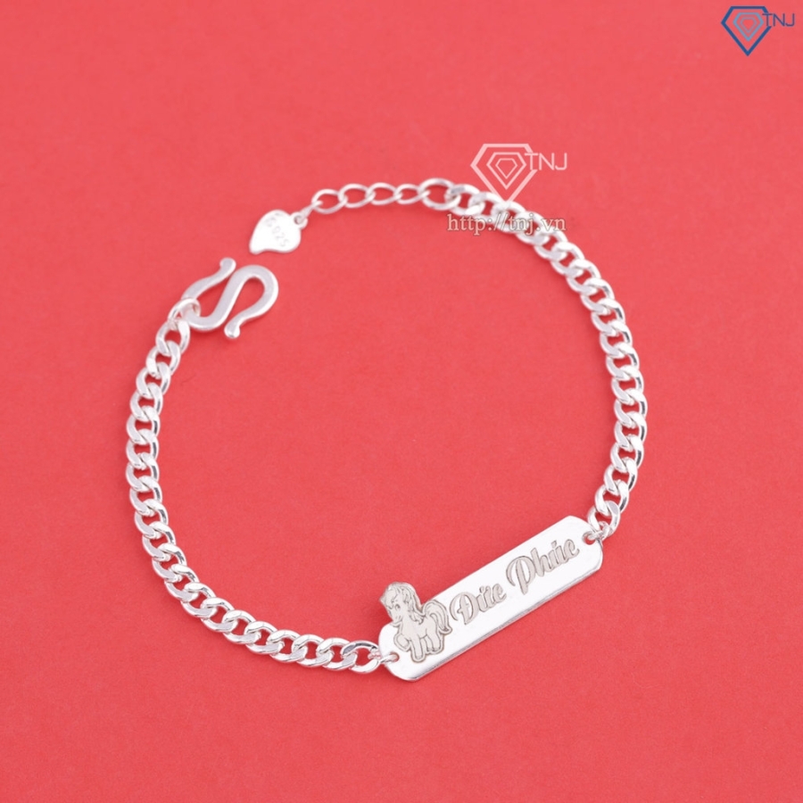 Lắc bạc cho bé khắc tên hình con ngựa đẹp LTT0205 - Trang Sức TNJ