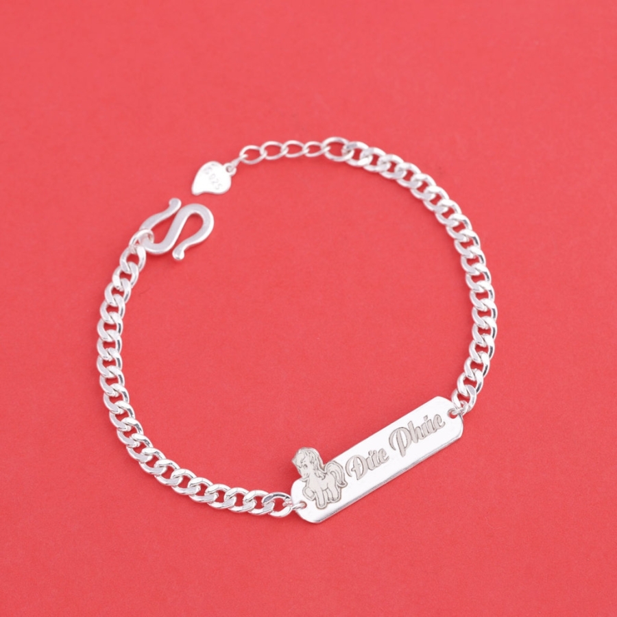 Lắc bạc cho bé khắc tên hình con ngựa đẹp LTT0205