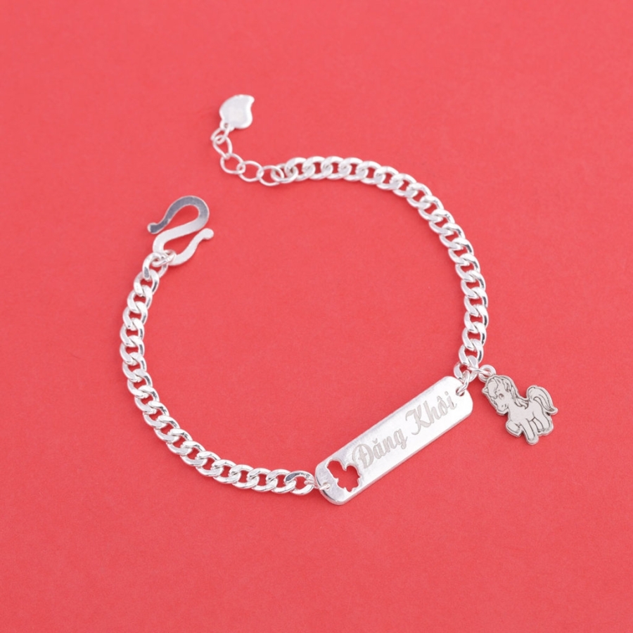 Lắc bạc cho bé khắc tên theo yêu cầu hình con ngựa LTT0206