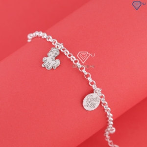 Lắc chân bạc cho bé hình con ngựa khắc tên LTT0207