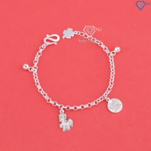 Lắc chân bạc cho bé hình con ngựa khắc tên LTT0207