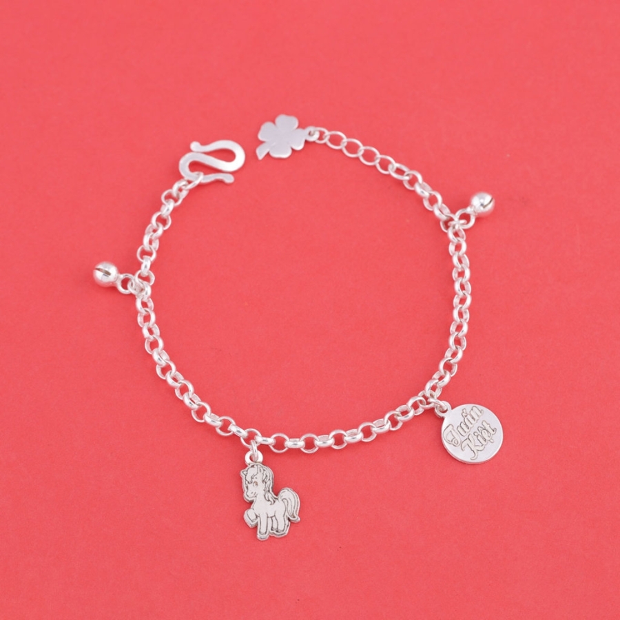 Lắc chân bạc cho bé hình con ngựa khắc tên LTT0207