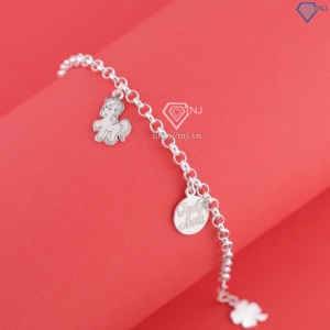 Lắc chân bạc cho bé hình con ngựa khắc tên LTT0208 - Trang Sức TNJ