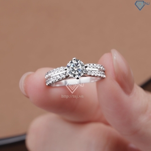 Nhẫn bạc nữ Moissanite đẹp đính kim cương 6.0mm NNM0017