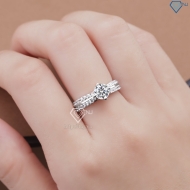 Nhẫn bạc nữ Moissanite đẹp đính kim cương 6.0mm NNM0017