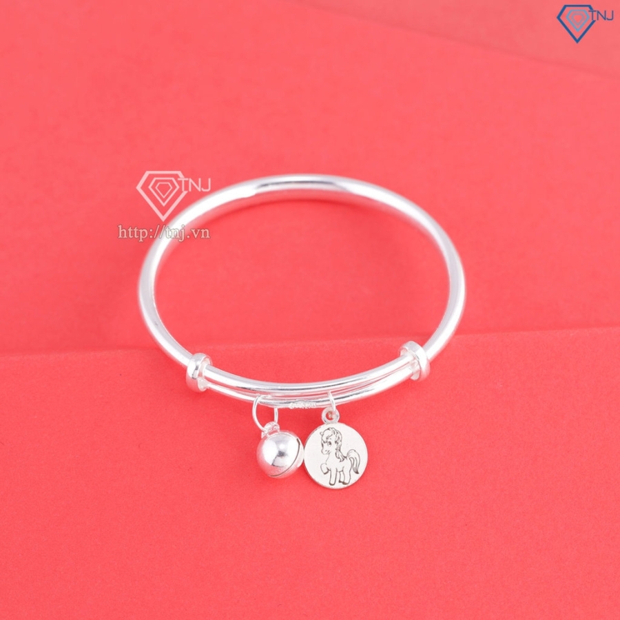 Lắc chân bạc dạng kiềng cho bé sơ sinh khắc tên hình con ngựa LTT0210