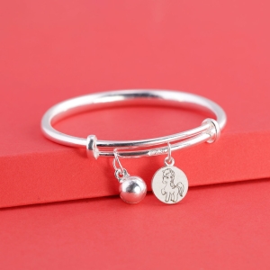 Lắc chân bạc dạng kiềng cho bé sơ sinh khắc tên hình con ngựa LTT0210