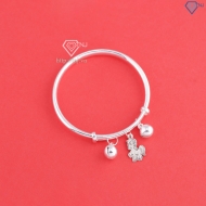 Lắc bạc dạng kiềng cho bé sơ sinh khắc tên hình con ngựa LTT0211