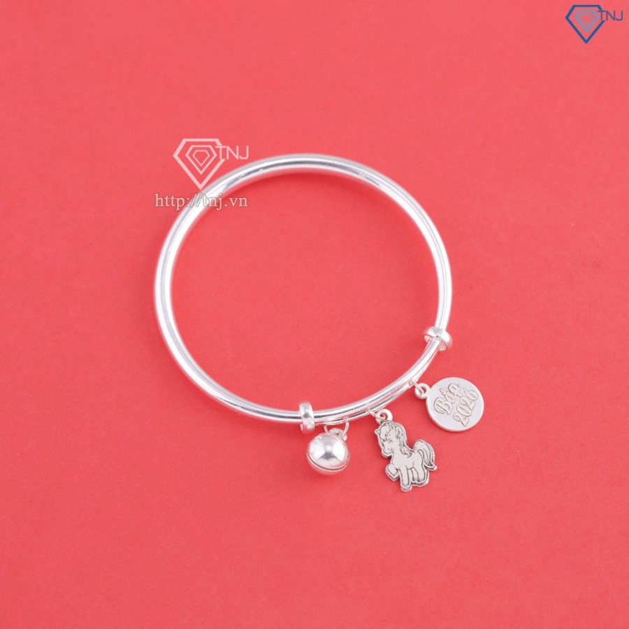 Lắc bạc dạng kiềng cho bé sơ sinh khắc tên hình con ngựa LTT0212
