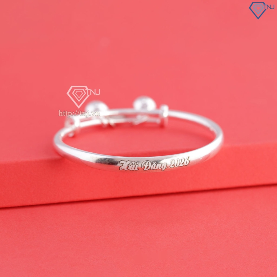 Lắc bạc dạng kiềng cho bé sơ sinh khắc tên hình con ngựa LTT0212