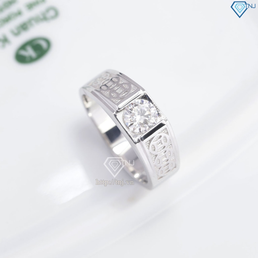 Nhẫn nam kim tiền đính kim cương Moissanite 6.0mm -NNAM0251