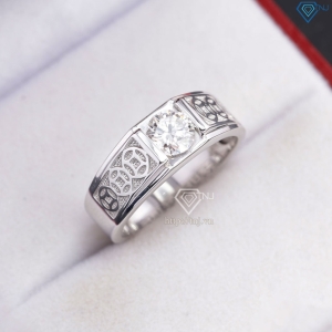 Nhẫn nam kim tiền đính kim cương Moissanite 6.0mm -NNAM0251