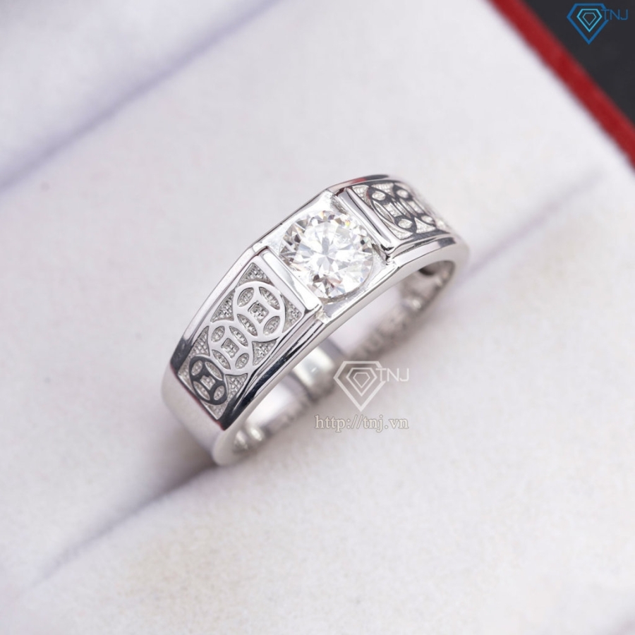 Nhẫn nam kim tiền đính kim cương Moissanite 6.0mm -NNAM0251