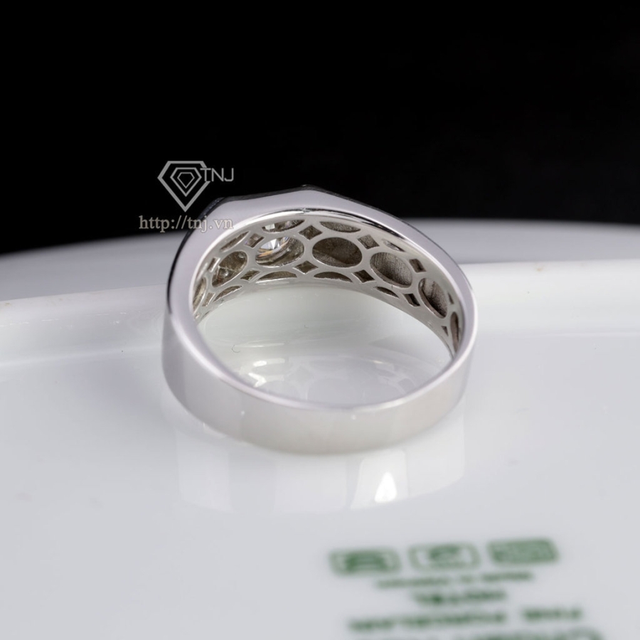 Nhẫn nam kim tiền đính kim cương Moissanite 6.0mm -NNAM0251