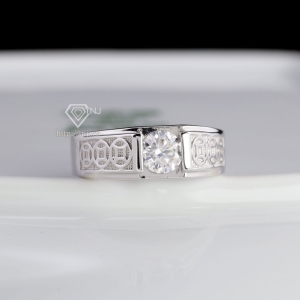 Nhẫn nam kim tiền đính kim cương Moissanite 6.0mm -NNAM0251