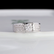 Nhẫn nam kim tiền đính kim cương Moissanite 6.0mm - Kiểm định GRA NNAM0251