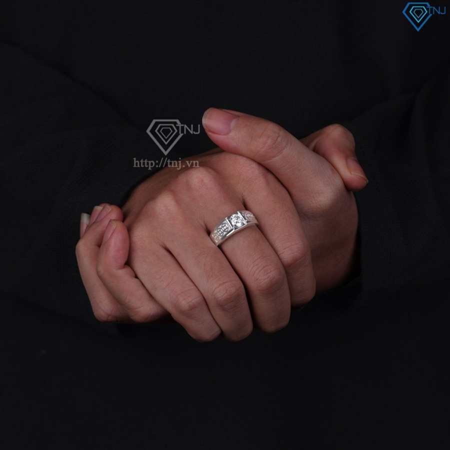 Nhẫn nam kim tiền đính kim cương Moissanite 6.0mm -NNAM0251