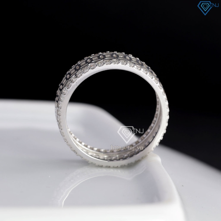 Nhẫn nam kim tiền dạng tròn đính full kim cương Moissanite NNAM0252