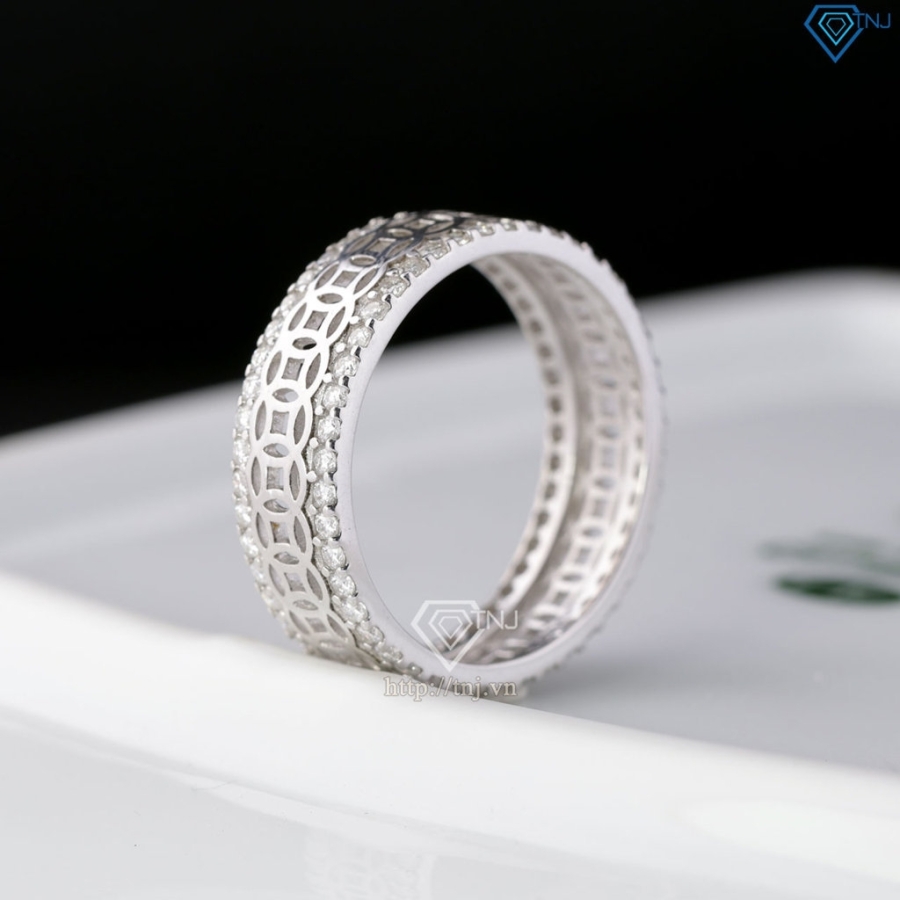 Nhẫn nam kim tiền dạng tròn đính full kim cương Moissanite NNAM0252