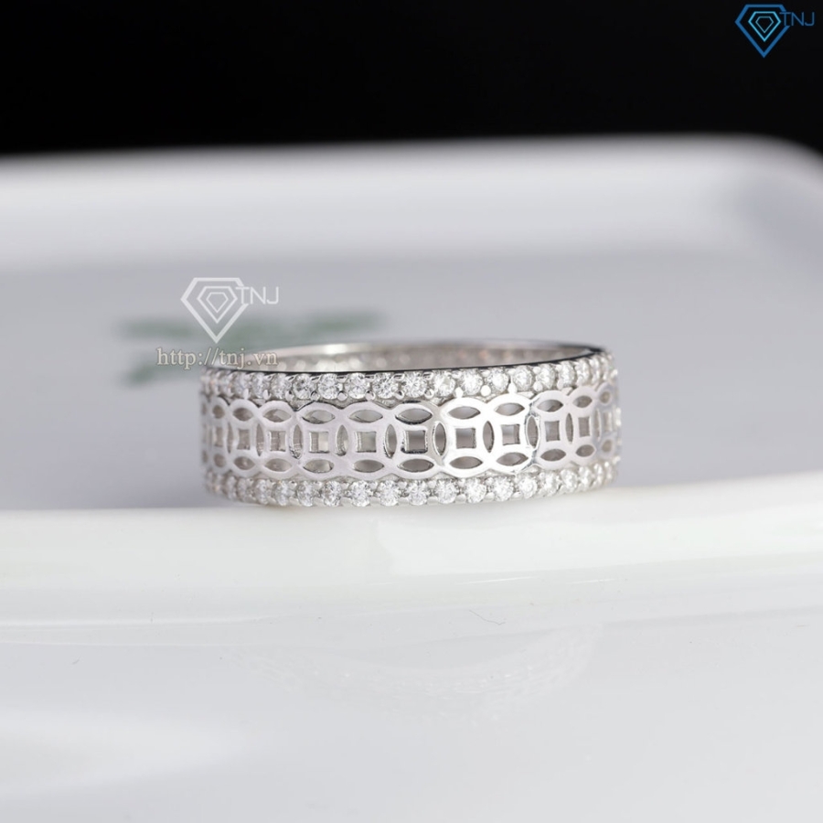 Nhẫn nam kim tiền dạng tròn đính full kim cương Moissanite NNAM0252