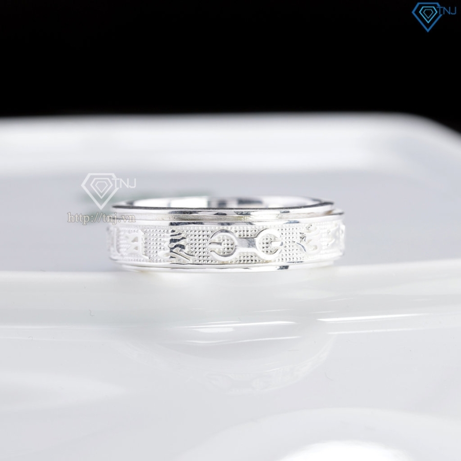 Nhẫn bạc nam Om Mani Padme Hum xoay bản nhỏ NNA0883 - Trang sức TNJ