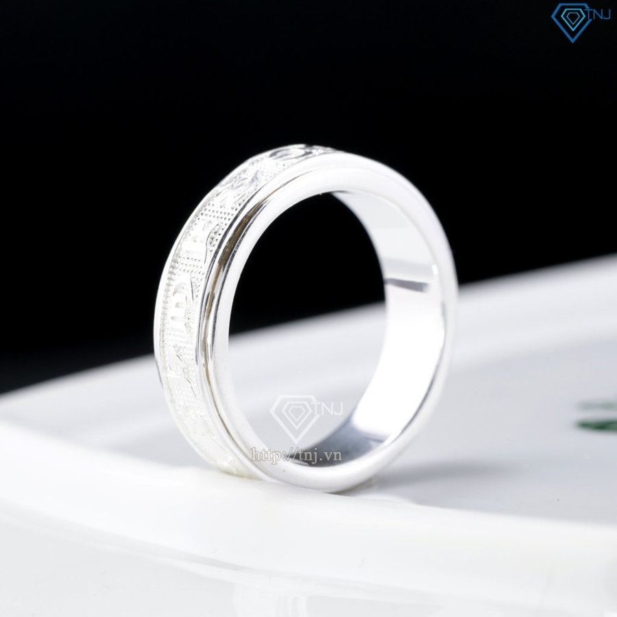 Nhẫn bạc nam Om Mani Padme Hum xoay bản nhỏ NNA0883 - Trang sức TNJ