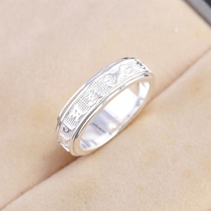 Nhẫn bạc nam Om Mani Padme Hum xoay bản nhỏ NNA0883