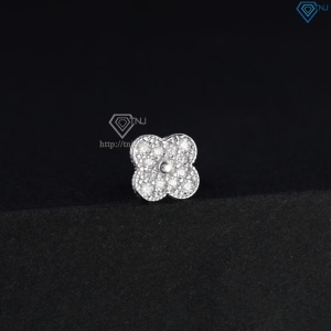 Bông tai bạc cỏ 4 lá đính full kim cương Moissanite BTAM0040