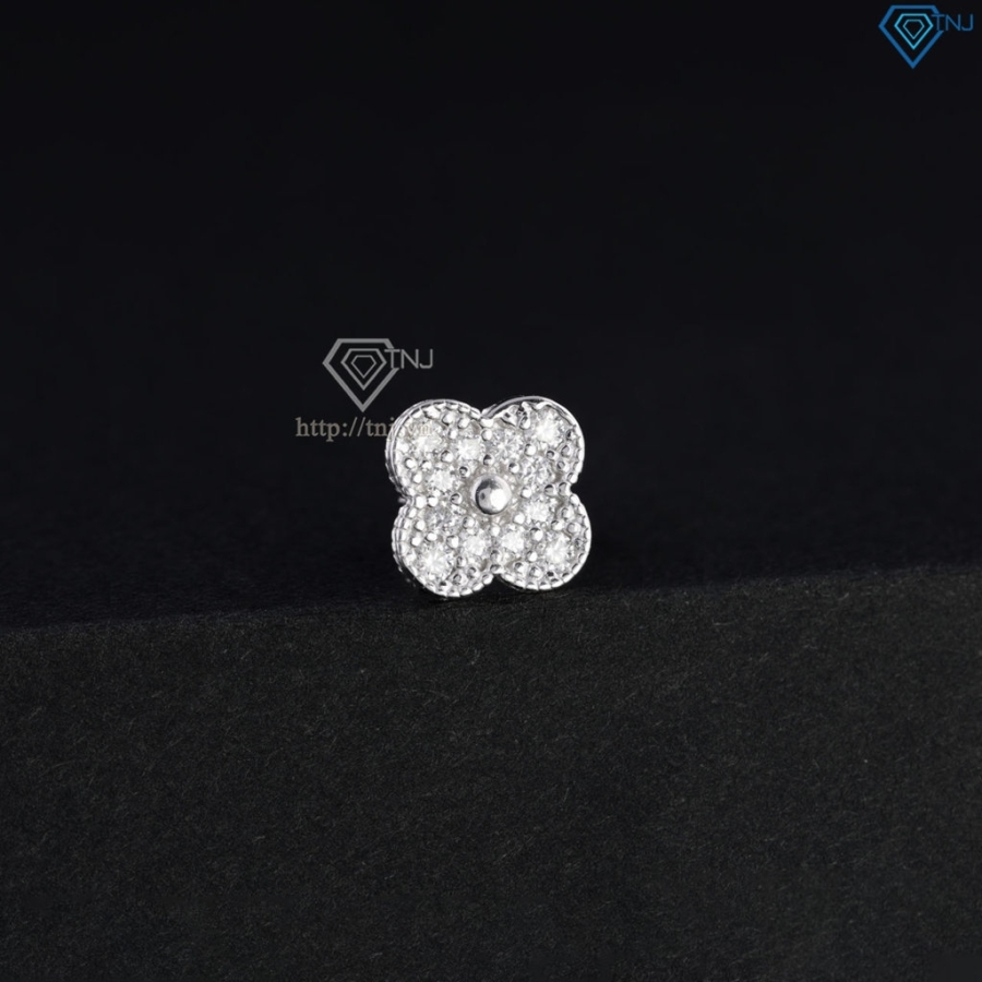 Bông tai bạc cỏ 4 lá đính full kim cương Moissanite BTAM0040